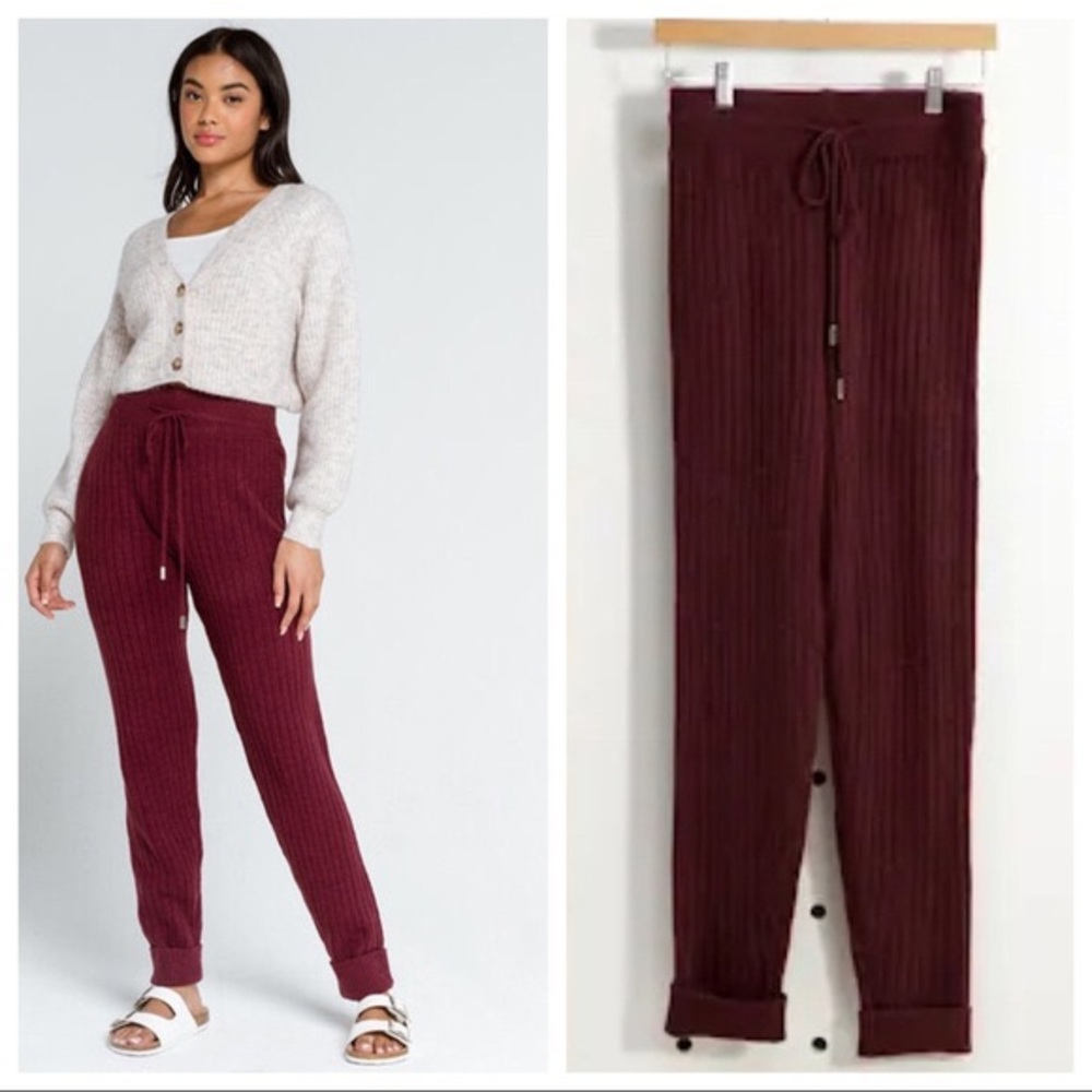 FREE PEOPLE BOHO JOGGERS COZY RIB KNIT LOUNGE ATHLEISURE SKINNY SOFT PANTS A3C - Picture 8 of 11